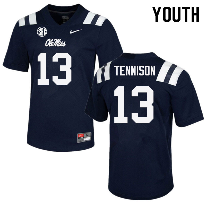 Ladarius Tennison Ole Miss Rebels NCAA Youth Navy #13 Stitched Limited College Football Jersey SWM1158AR